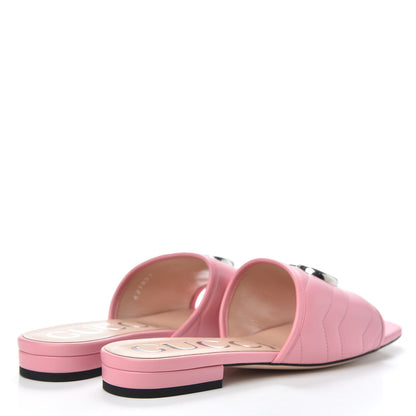 Gucci Nappa Matelasse GG Marmont Flat Slide Sandals 36.5 Wild Rose 4 of 9