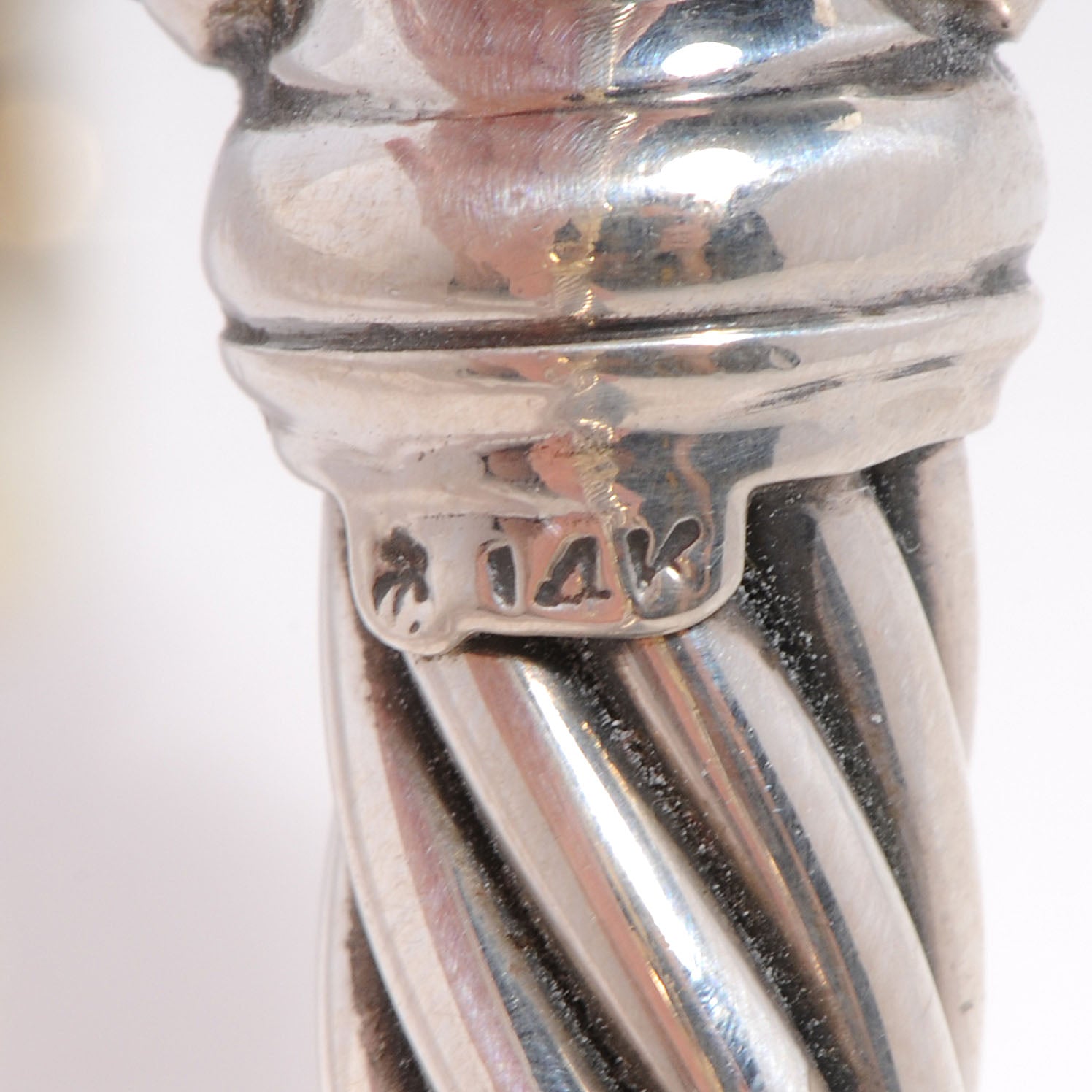 David Yurman Sterling Silver 14K Yellow Gold Green Onyx Pink Tourmaline 7mm Cable Buckle Bracelet 8 of 9