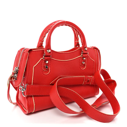 Balenciaga Supple Grained Calfskin Classic Silver Hardware Highlight Mini City Rouge Fraise 4 of 13