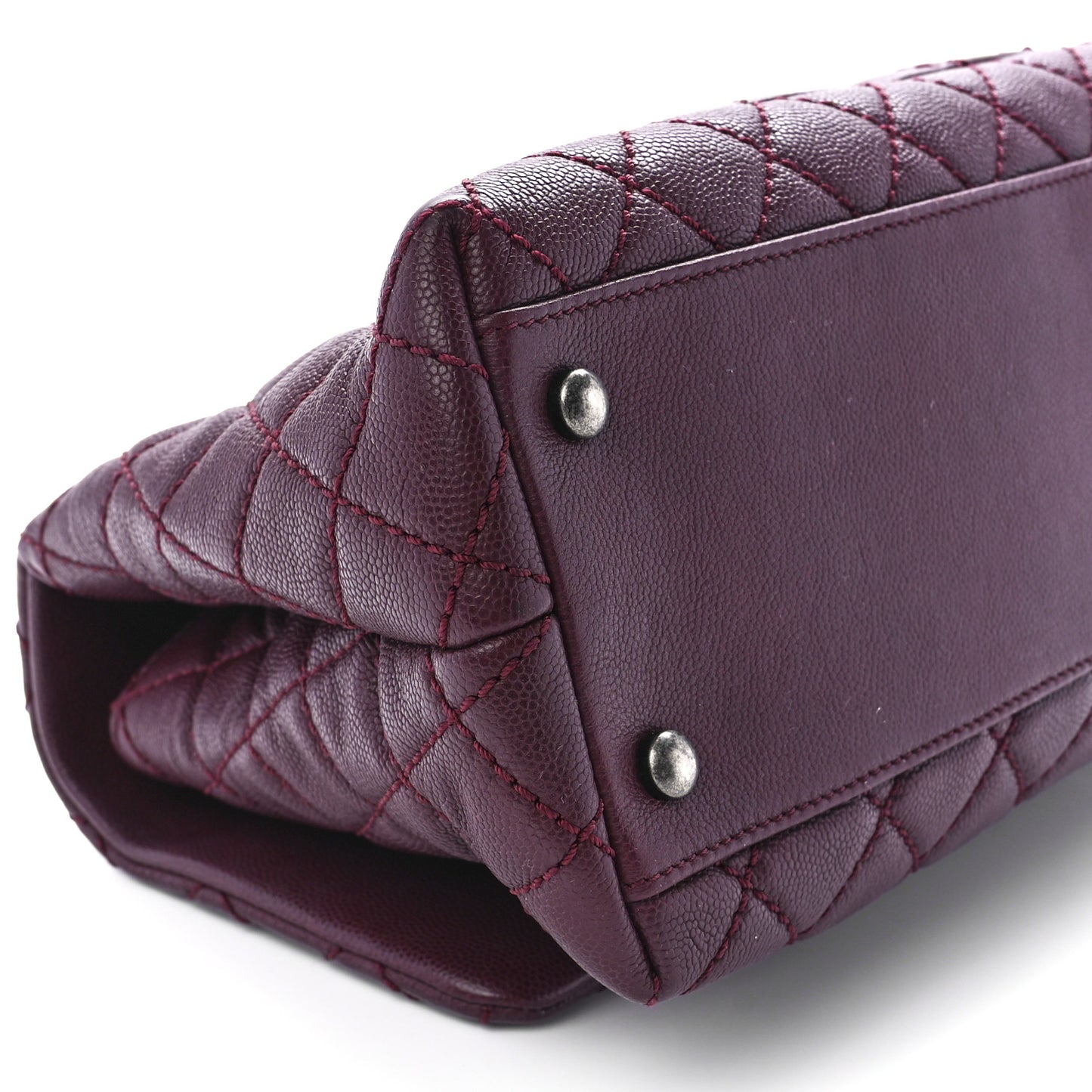 Caviar Quilted Small Coco Handle Flap Burgundy
