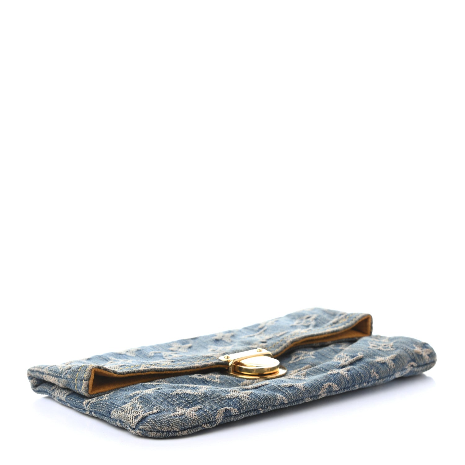 Louis Vuitton Monogram Denim Pochette Plat Clutch Blue 4 of 10