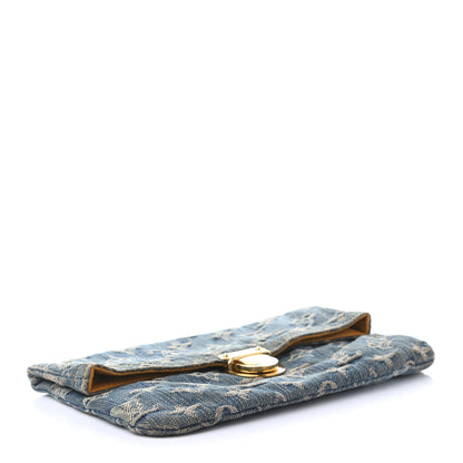 Louis Vuitton Monogram Denim Pochette Plat Clutch Blue 4 of 10