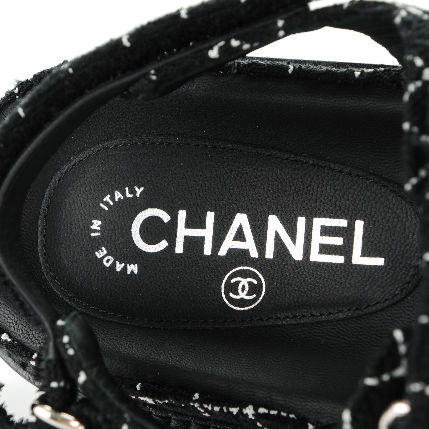 Chanel Tweed Lambskin Light Up LED Flat Sandals 40 Black 7 of 8