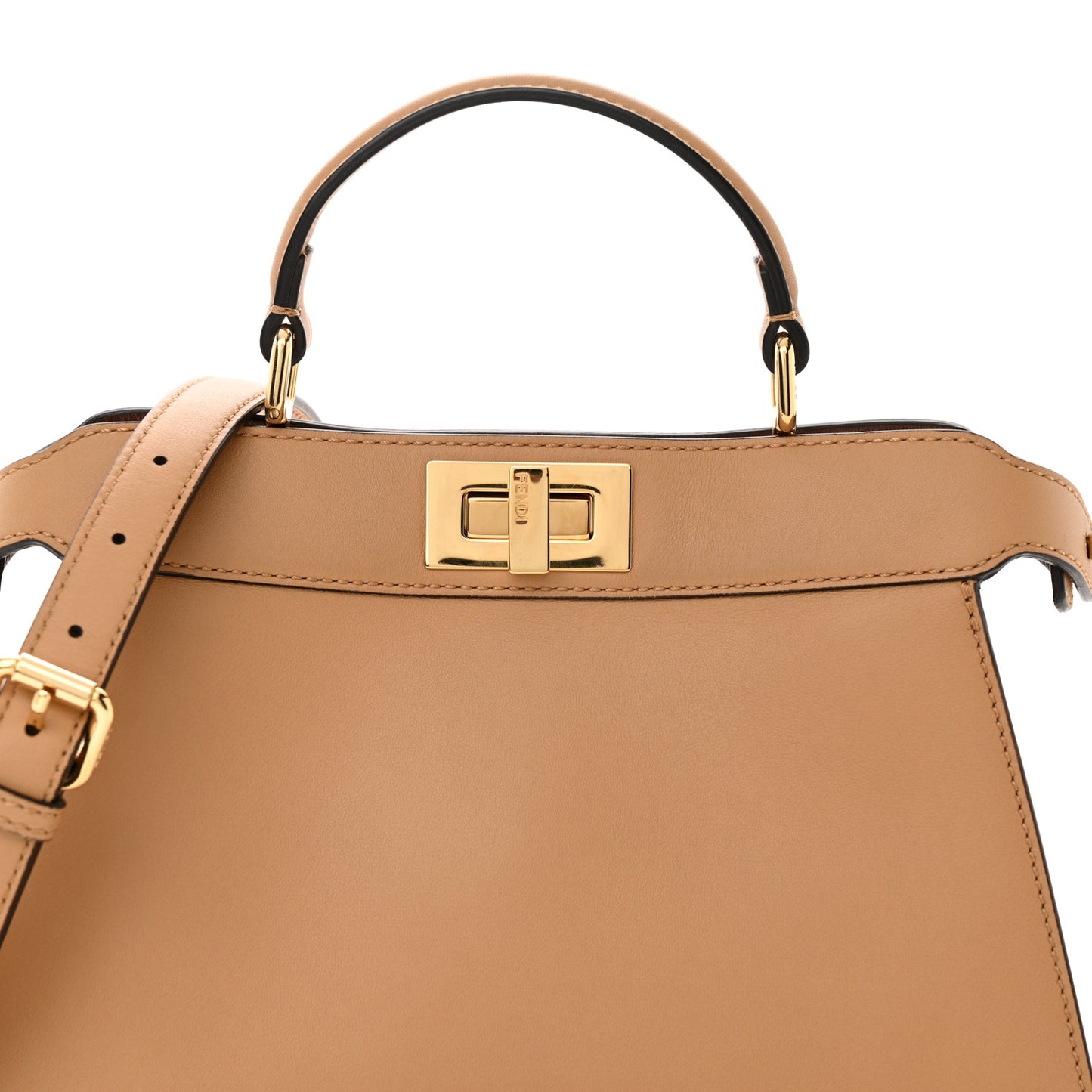 Vitello Seta Nappa Bi-Color Small Peekaboo I SEE U Satchel Miele Scuro Light Rose Ghianda