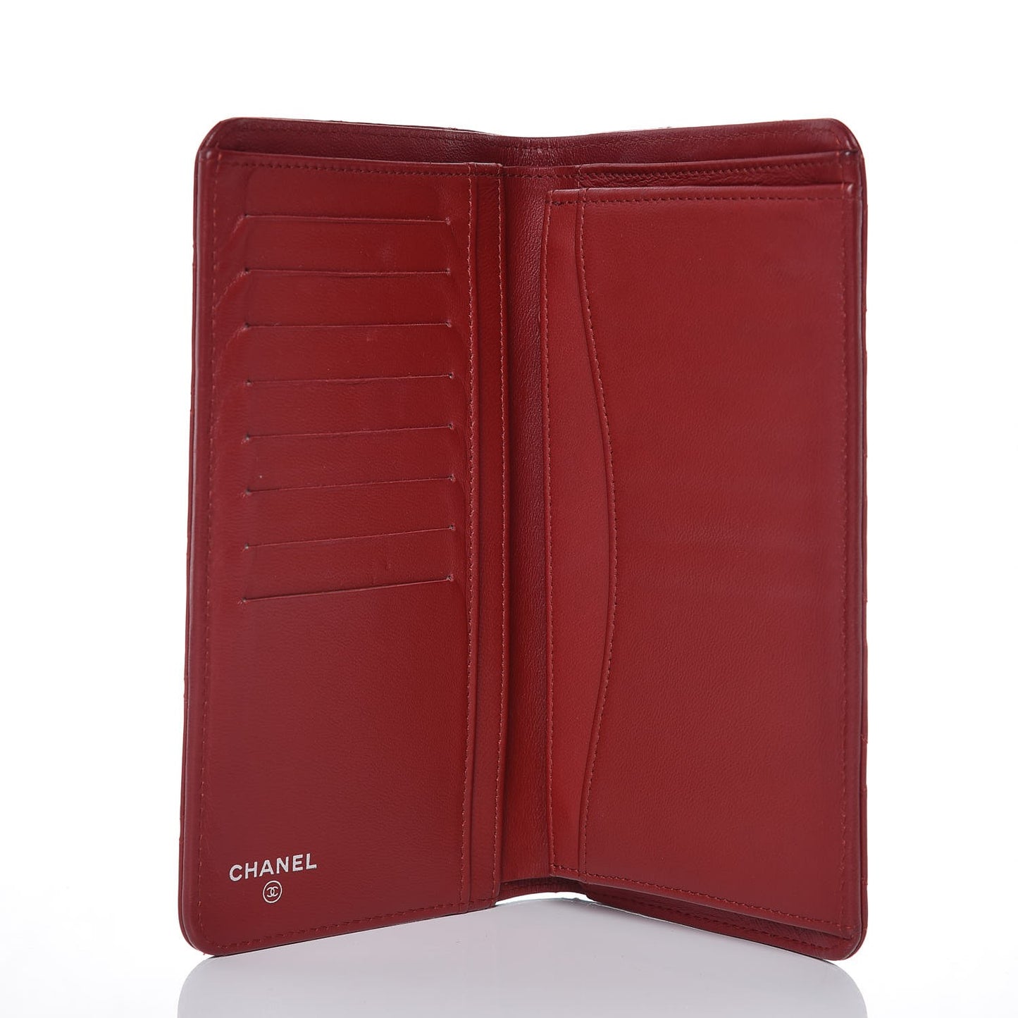Lambskin Quilted Yen Wallet Red