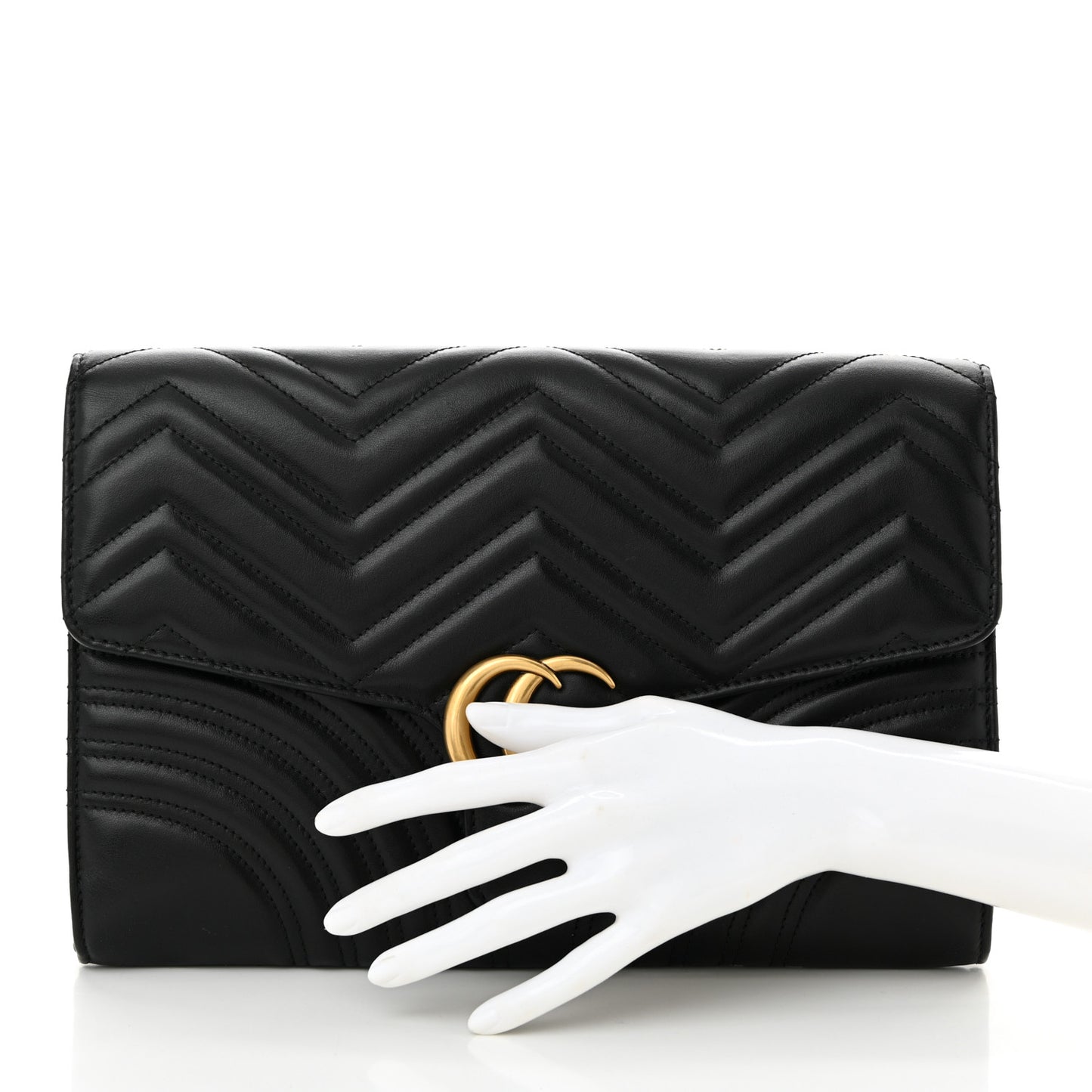 Calfskin Matelasse GG Marmont Clutch Black