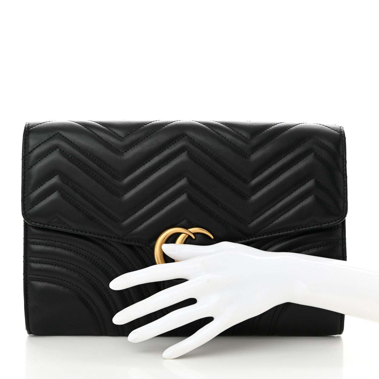 Gucci Calfskin Matelasse GG Marmont Clutch Black 2 of 11