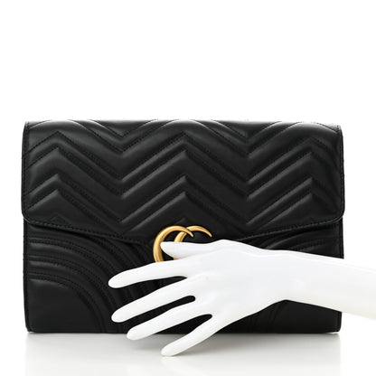 Gucci Calfskin Matelasse GG Marmont Clutch Black 2 of 11