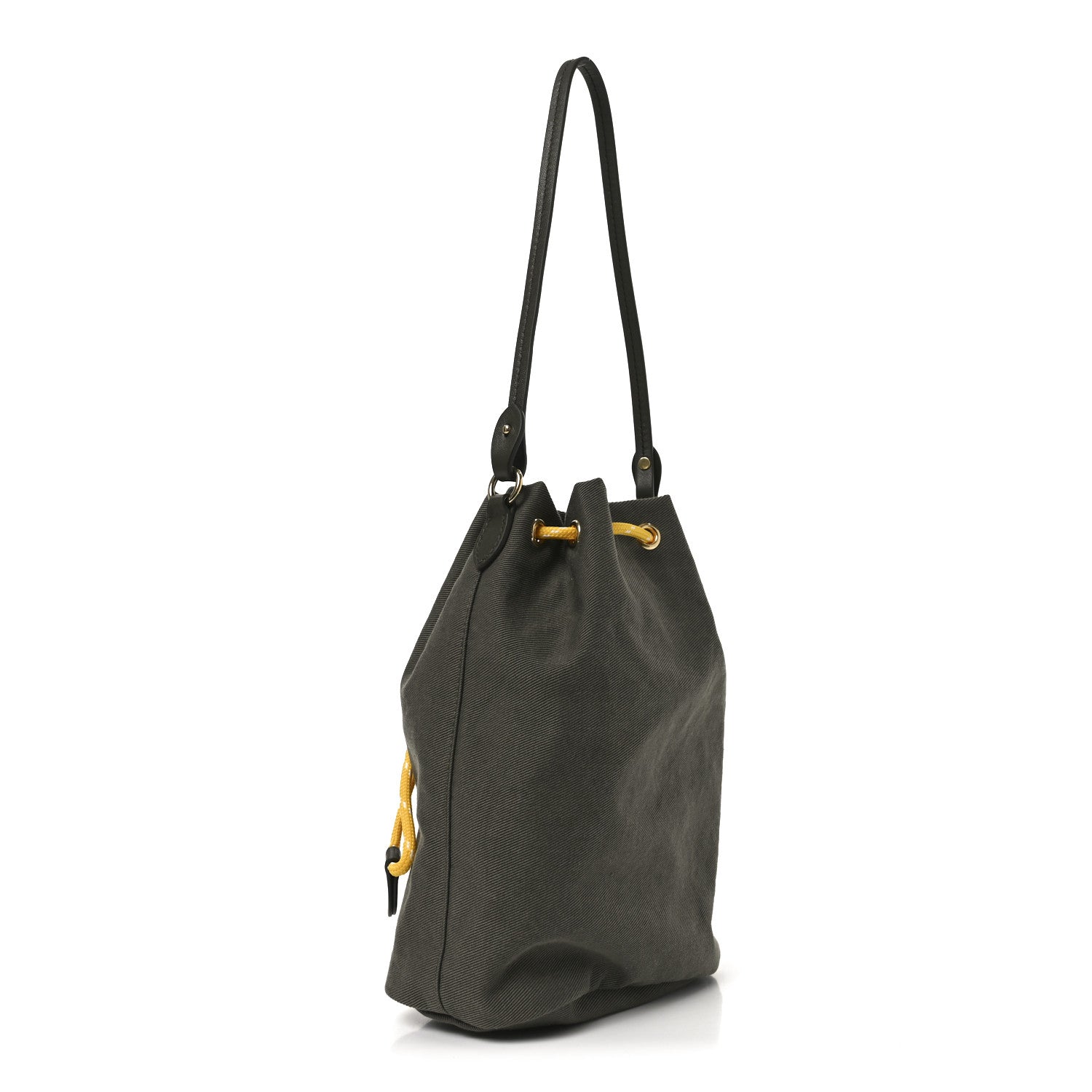 Miu Miu Canvas Gabardine Bucket Bag Oliva Giallo 3 of 9