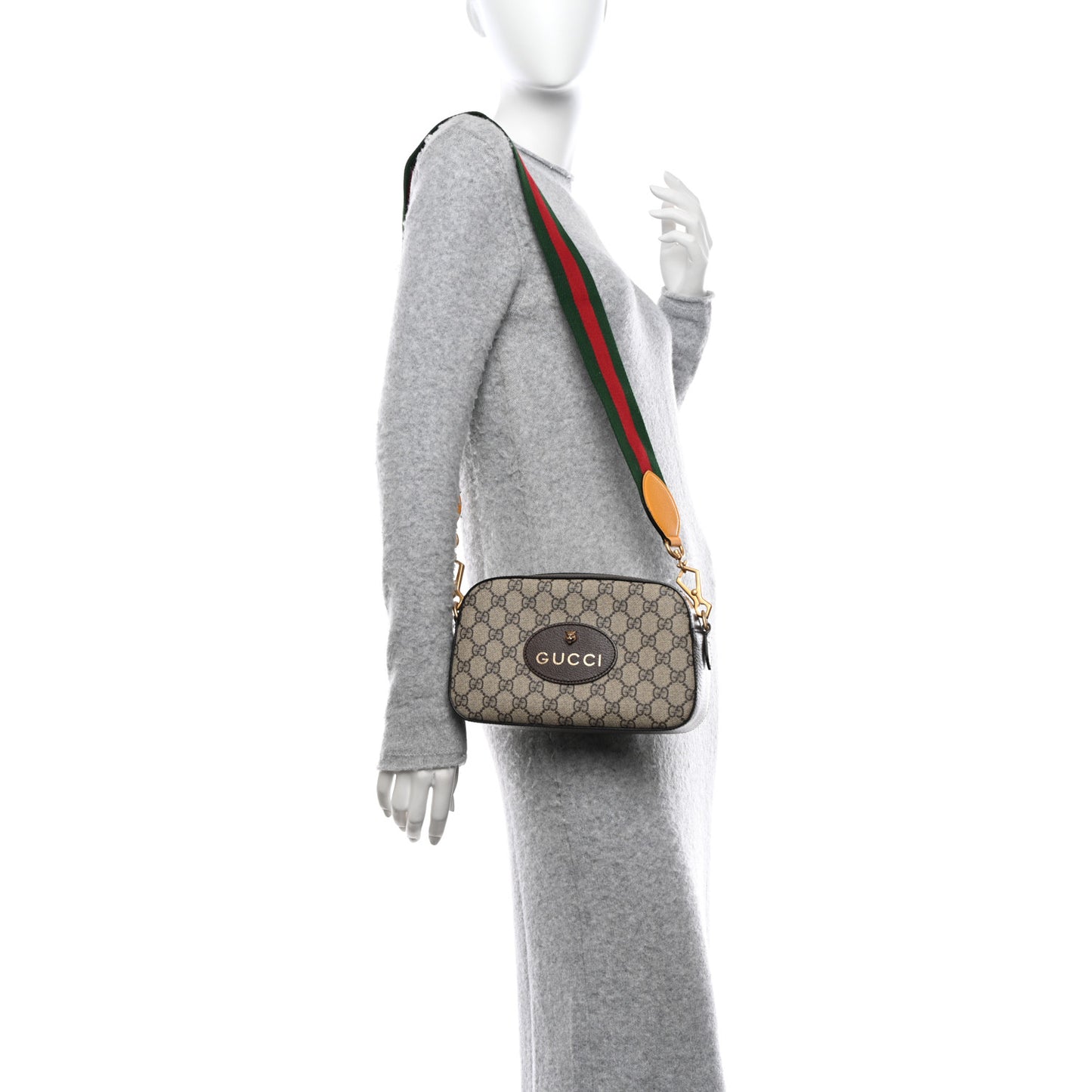 GG Supreme Monogram Web Neo Vintage Shoulder Bag Beige New Acero Crop
