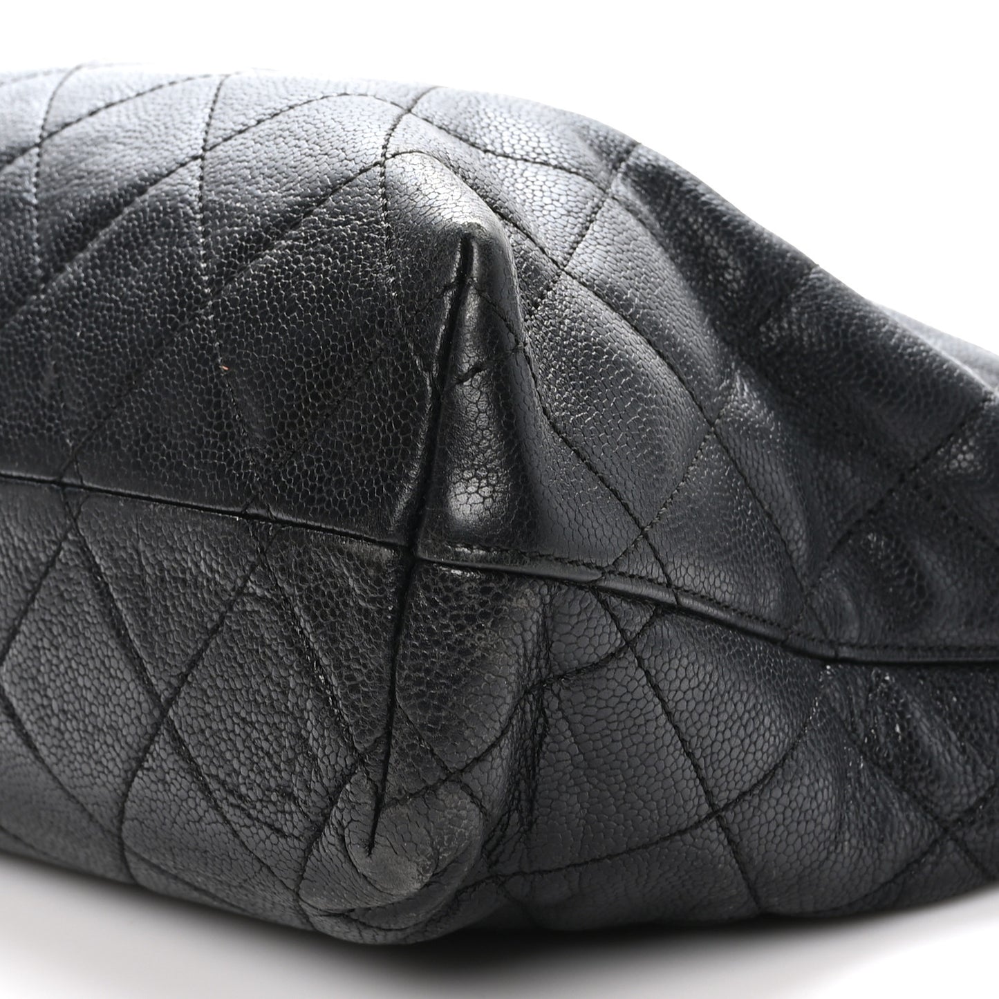 Caviar Quilted Shopping Tote Black