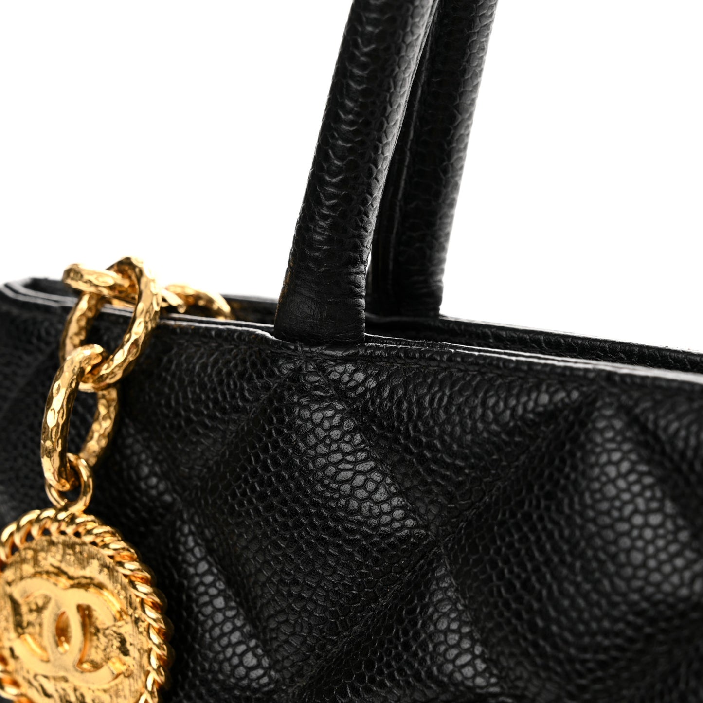 Caviar Quilted Medallion Tote Black