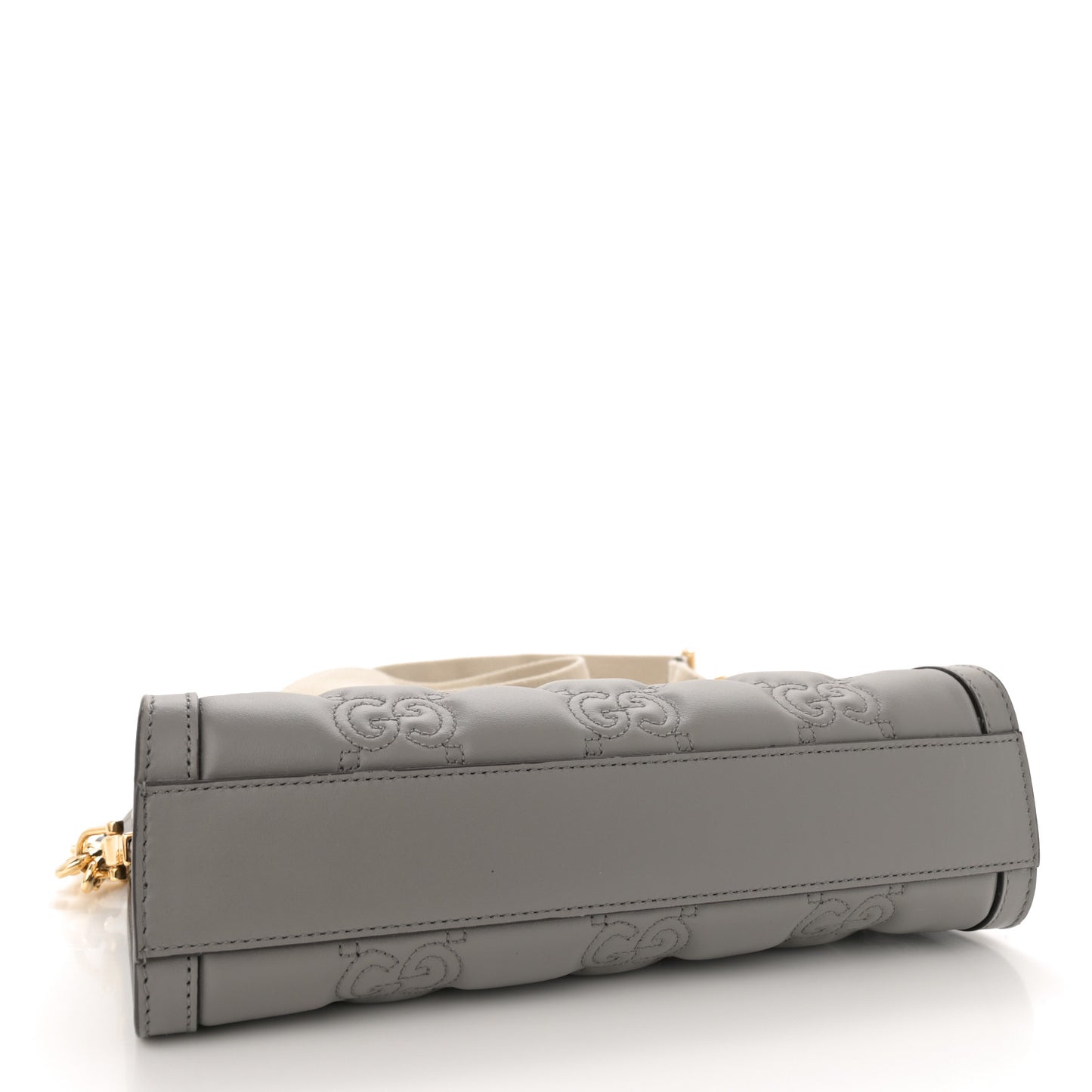 Calfskin GG Matelasse Small Slim Chain Shoulder Bag Dusty Grey Natural