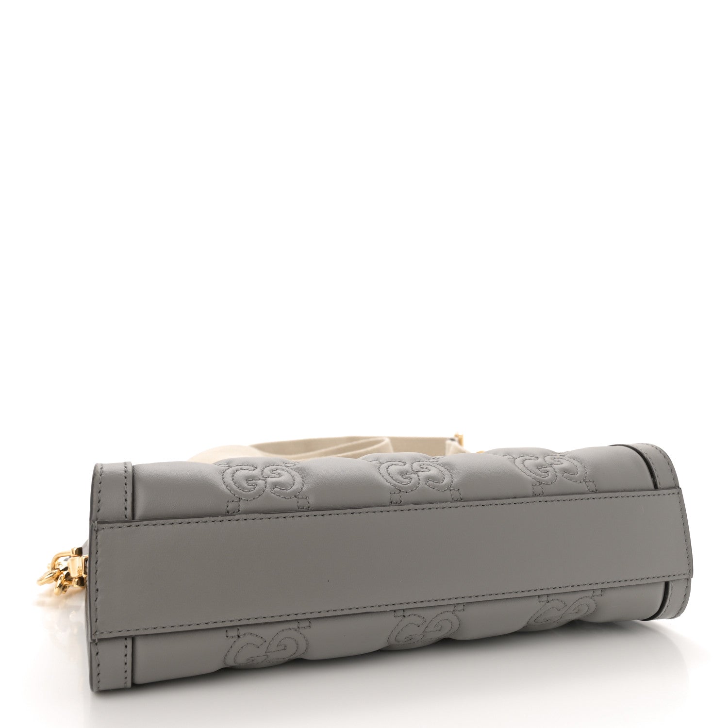Gucci Calfskin GG Matelasse Small Slim Chain Shoulder Bag Dusty Grey Natural 4 of 10