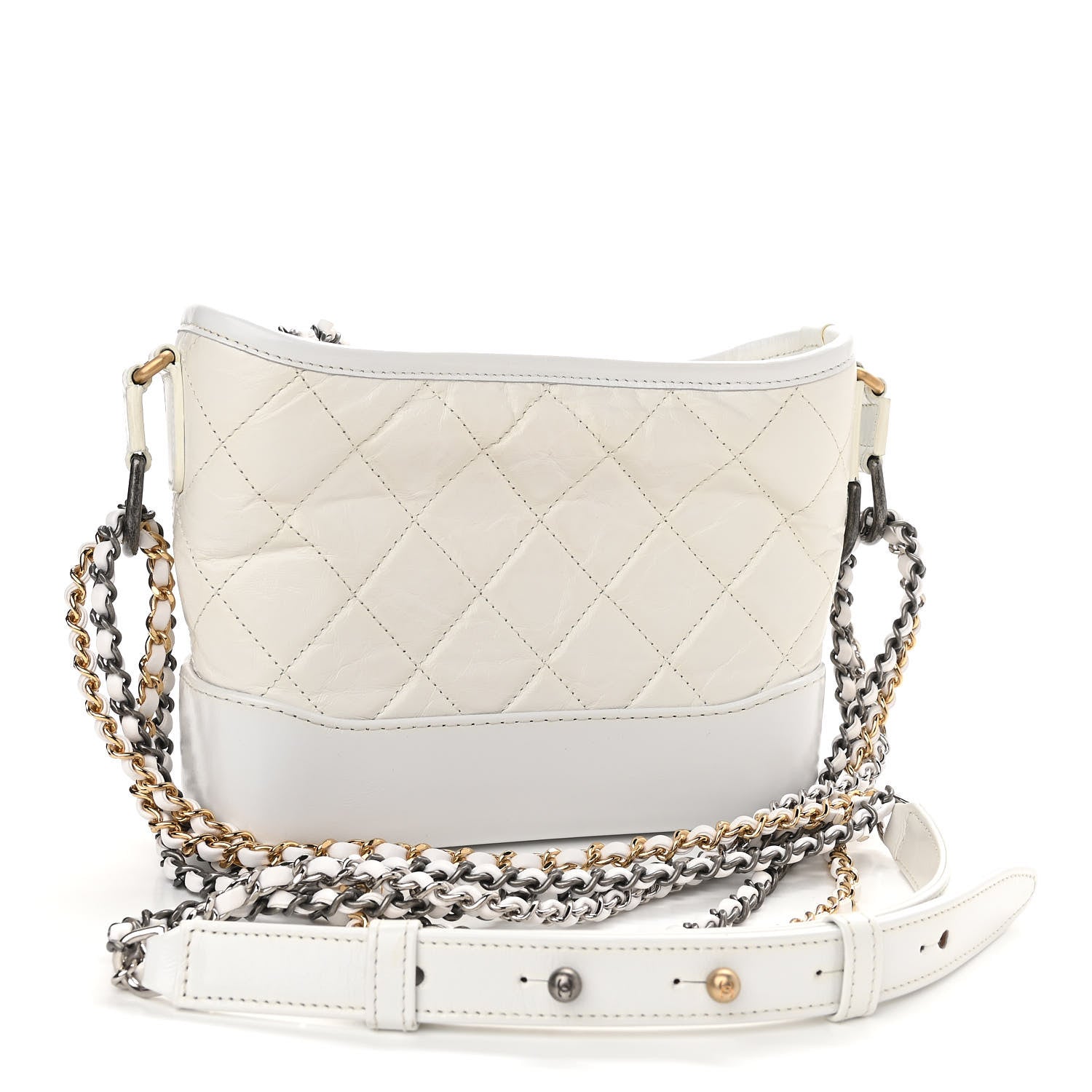 Chanel Aged Calfskin Quilted Small Gabrielle Hobo White 3 of 13