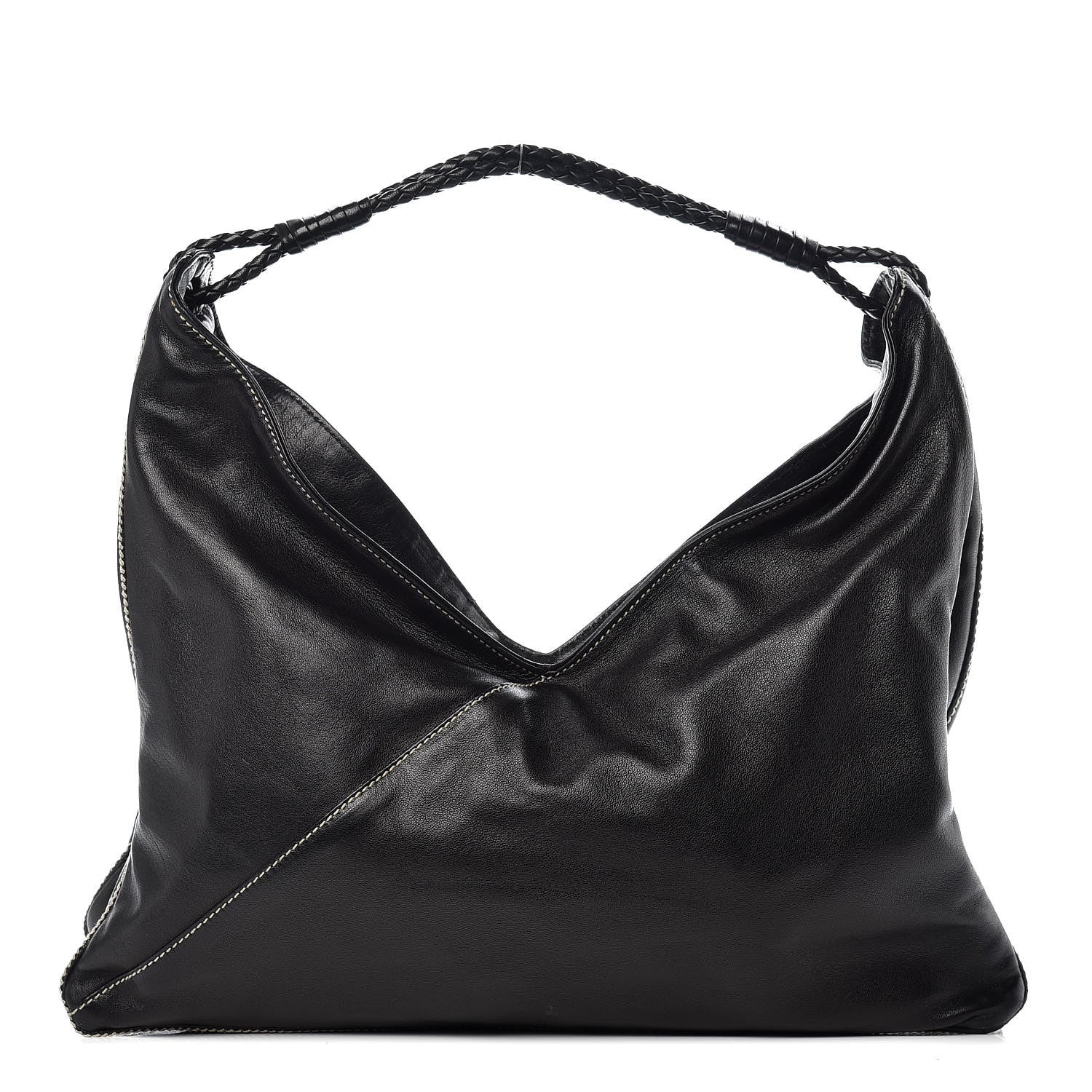 Bottega Veneta Smooth Lambskin Braided Hobo Black 1 of 12