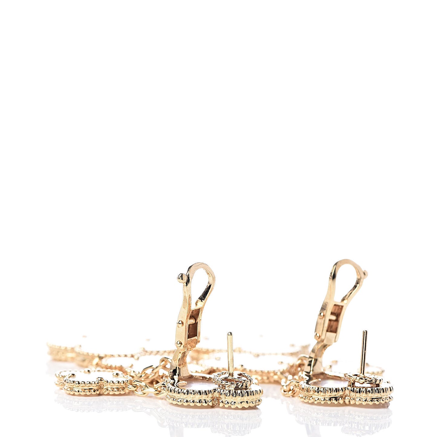 18K Yellow Gold Mother of Pearl Magic Alhambra 4 Motif Earrings