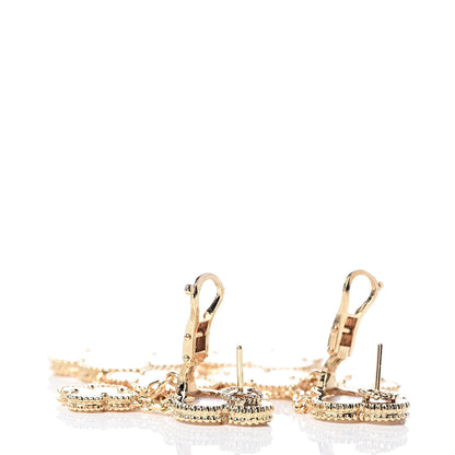Van Cleef & Arpels 18K Yellow Gold Mother of Pearl Magic Alhambra 4 Motif Earrings 3 of 4