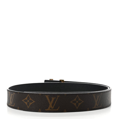Louis Vuitton Calfskin Monogram 30mm LV Initiales Reversible Belt 80 32 Black 2 of 5