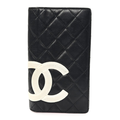 Chanel Calfskin Quilted Cambon Yen Wallet Black White 1 of 9