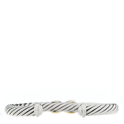 David Yurman Sterling Silver 14K Yellow Gold 7mm X Station Cable Bracelet 1 of 3