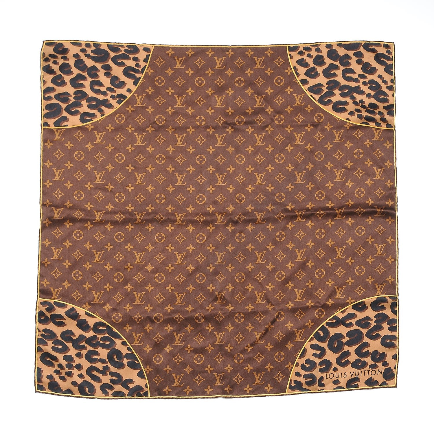 Louis Vuitton Silk Leopard Monogram Square Scarf 1 of 7