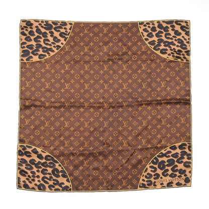 Louis Vuitton Silk Leopard Monogram Square Scarf 1 of 7