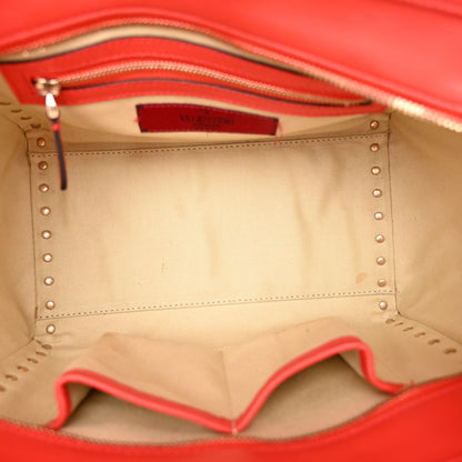 Valentino Garavani Vitello Small Rockstud Double Handle Tote Deep Orange 5 of 13