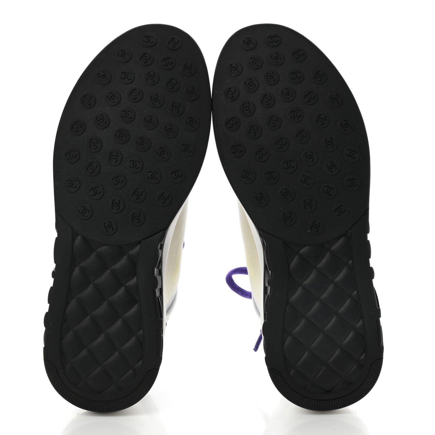 Chanel Calfskin Mesh Lyrca Womens Logo Sneakers 40 White Blue 5 of 7
