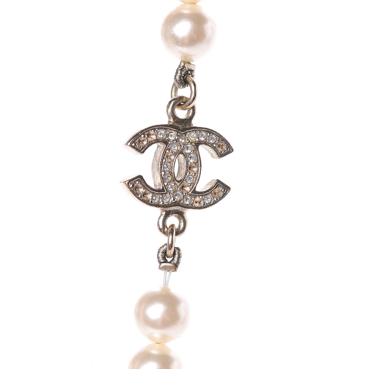 Chanel Pearl Crystal CC Short Necklace Gold 4 of 9