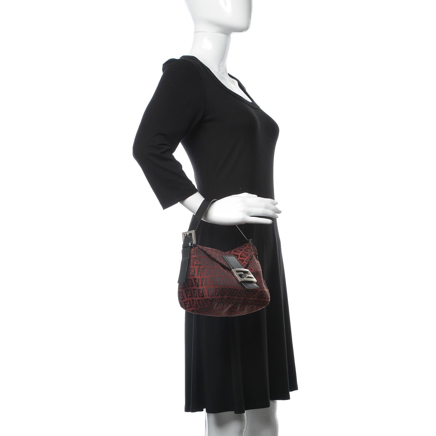 Fendi Zucchino Baguette Red Black 2 of 8