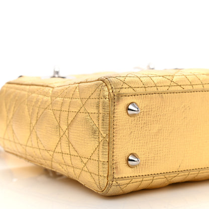 Christian Dior Metallic Grained Calfskin Cannage Small Lucky Badges My Lady Dior Gold 9 of 13