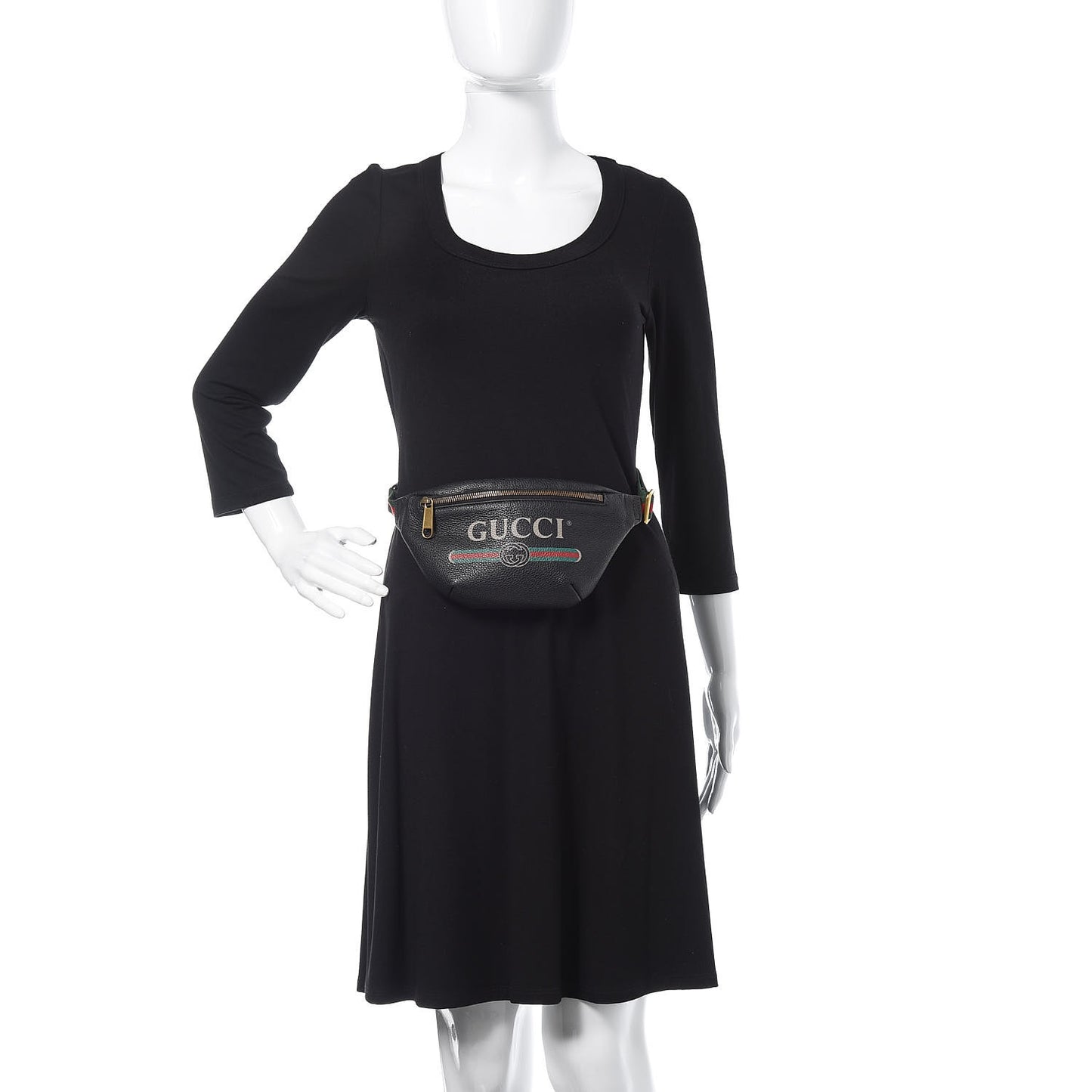 Grained Calfskin Small Logo Belt Bag Black