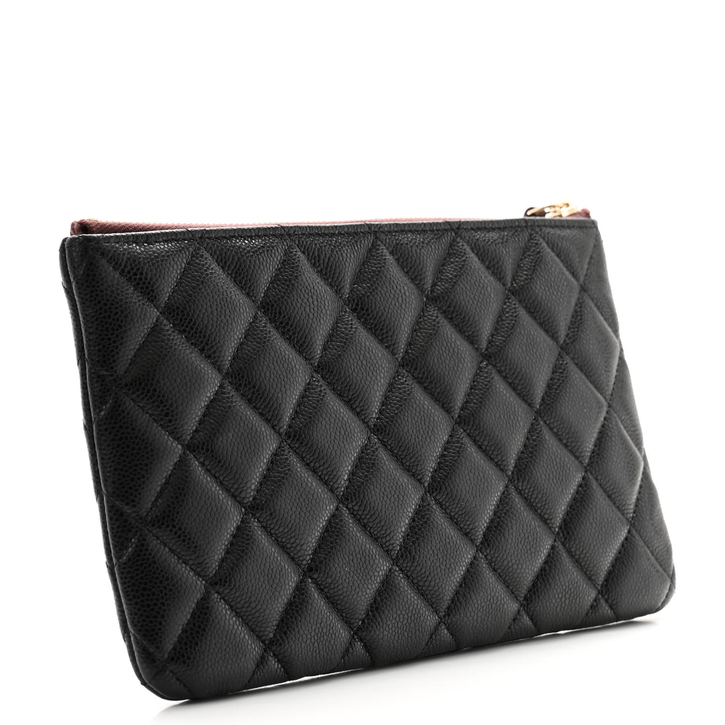 Caviar Quilted Small Zipped Pouch Black