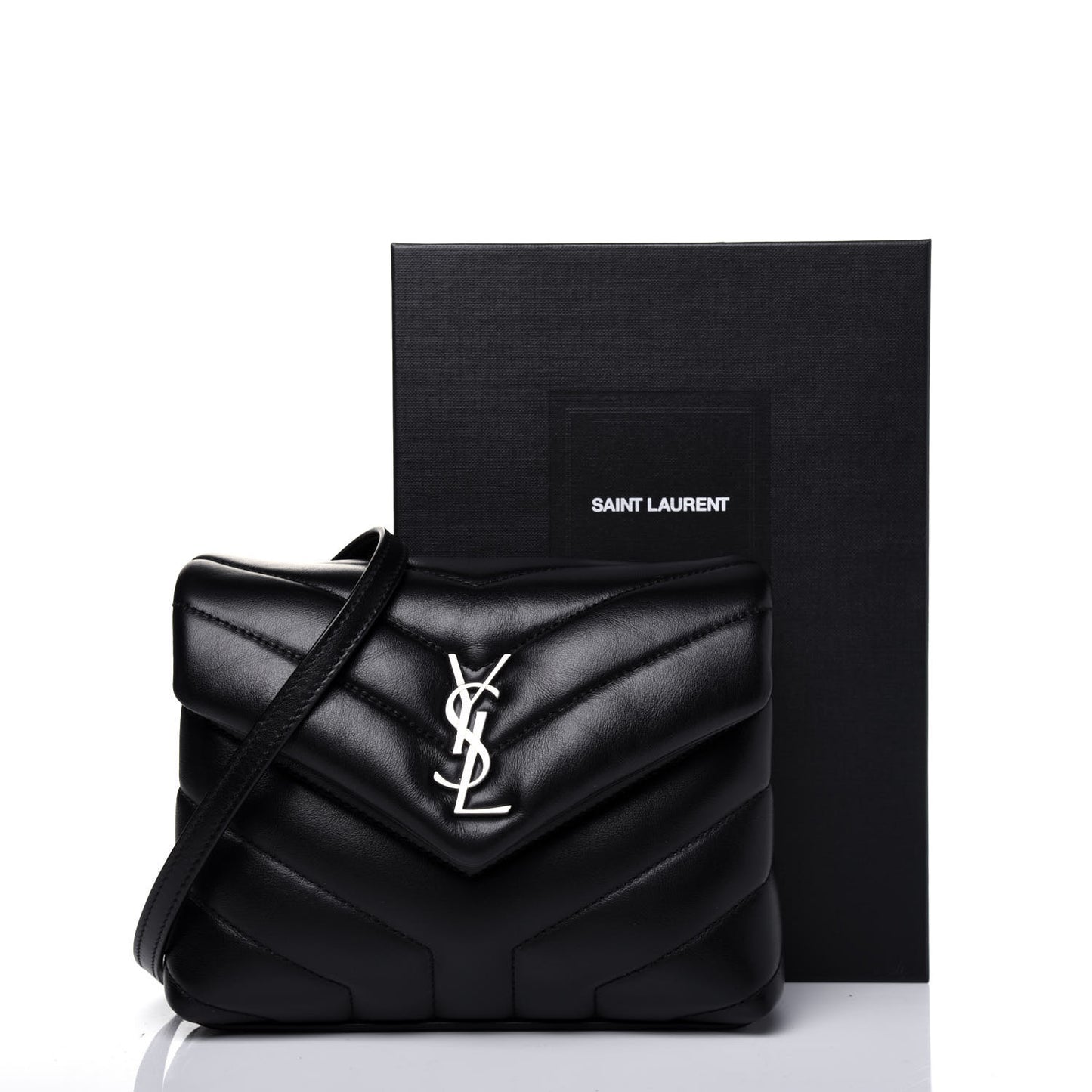 Calfskin Y Quilted Monogram Toy Loulou Crossbody Bag Black