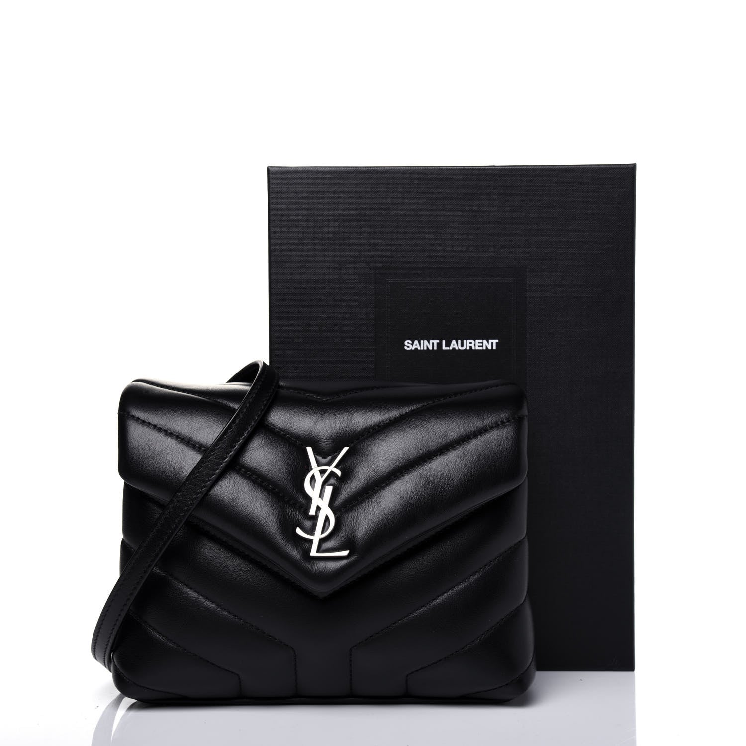 Saint Laurent Calfskin Y Quilted Monogram Toy Loulou Crossbody Bag Black 13 of 13