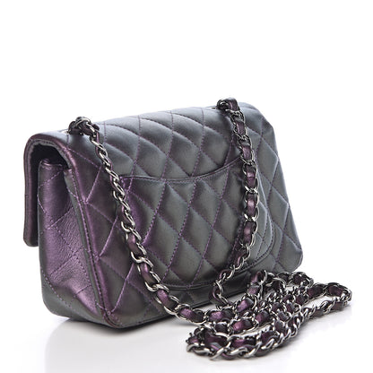 Chanel Metallic Lambskin Quilted Mini Rectangular Flap Purple 3 of 12