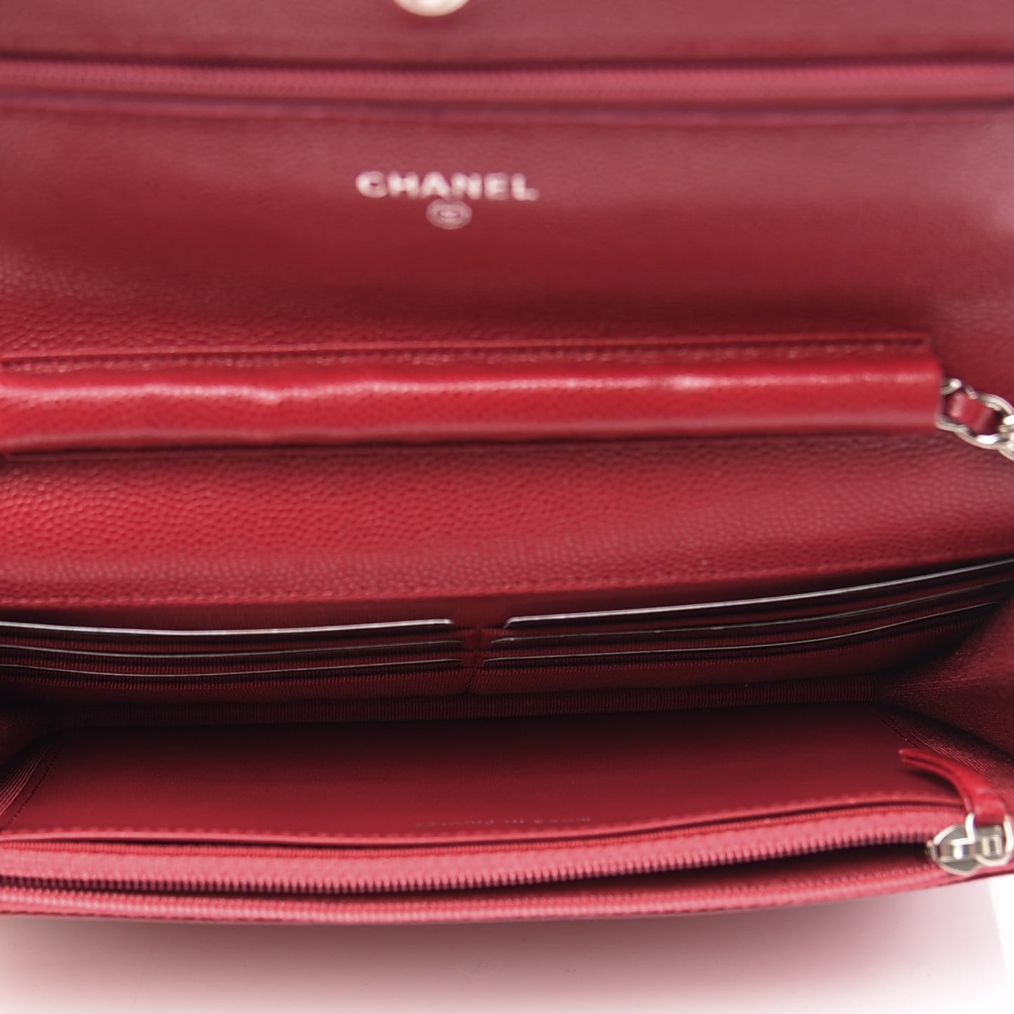 Caviar Quilted Wallet On Chain WOC Dark Red