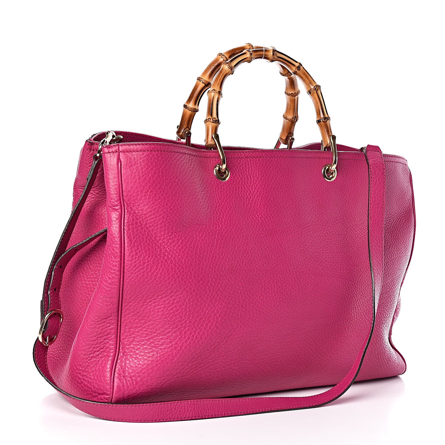 Pebbled Calfskin Large Bamboo Shopper Tote Bright Bougainvillea