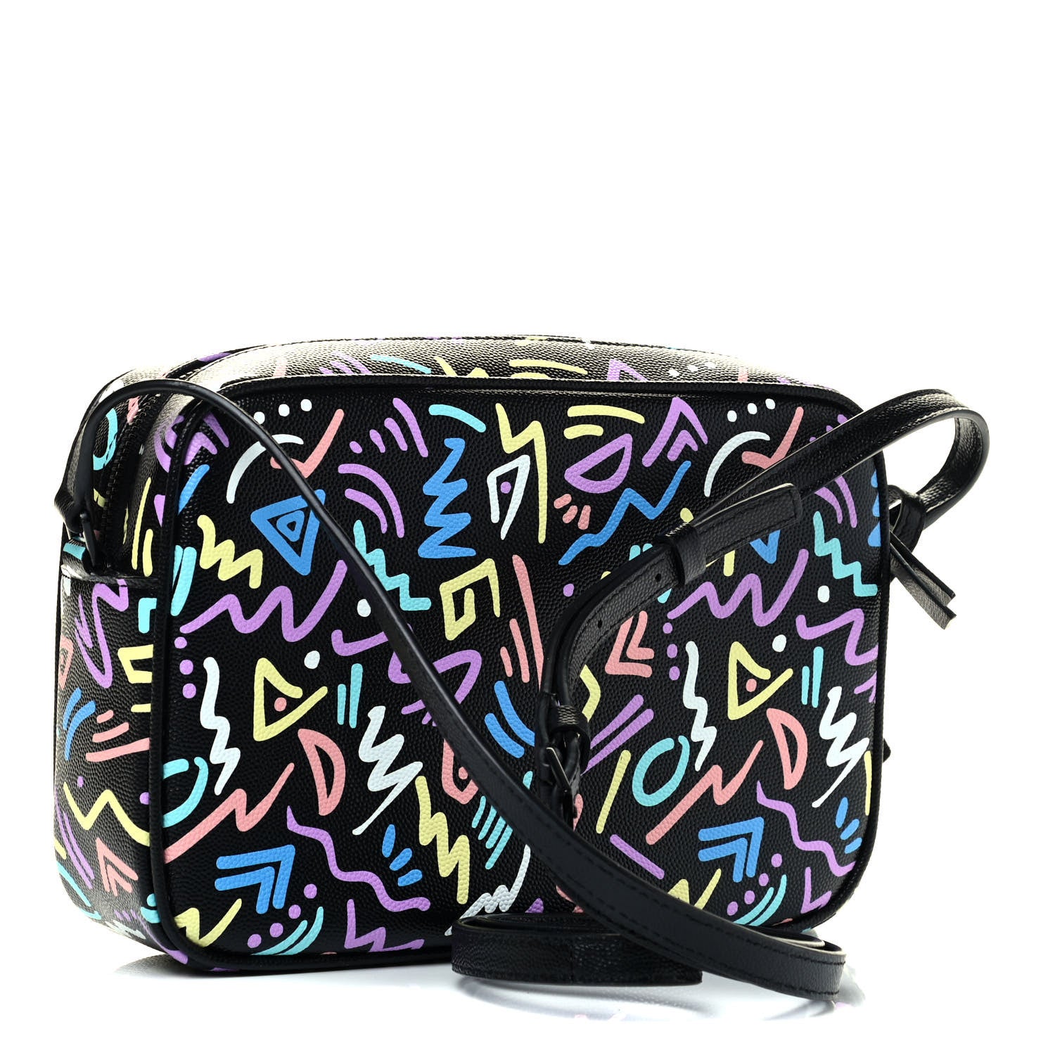 Saint Laurent Grain De Poudre Medium Classic Monogram Multicolor Graphic Print Lou Camera Bag Black 2 of 4
