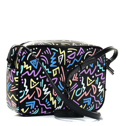 Saint Laurent Grain De Poudre Medium Classic Monogram Multicolor Graphic Print Lou Camera Bag Black 2 of 4