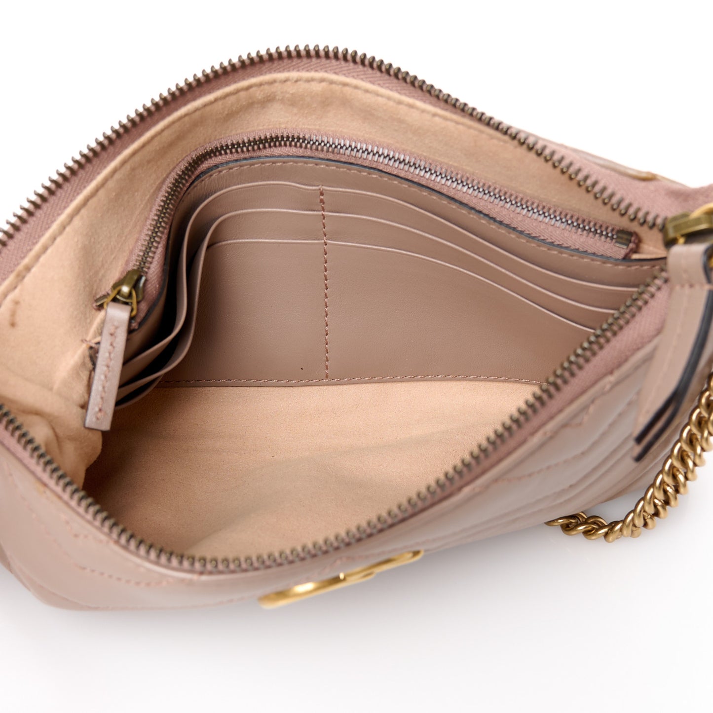 Calfskin Matelasse Mini GG Marmont Chain Bag Porcelain Rose