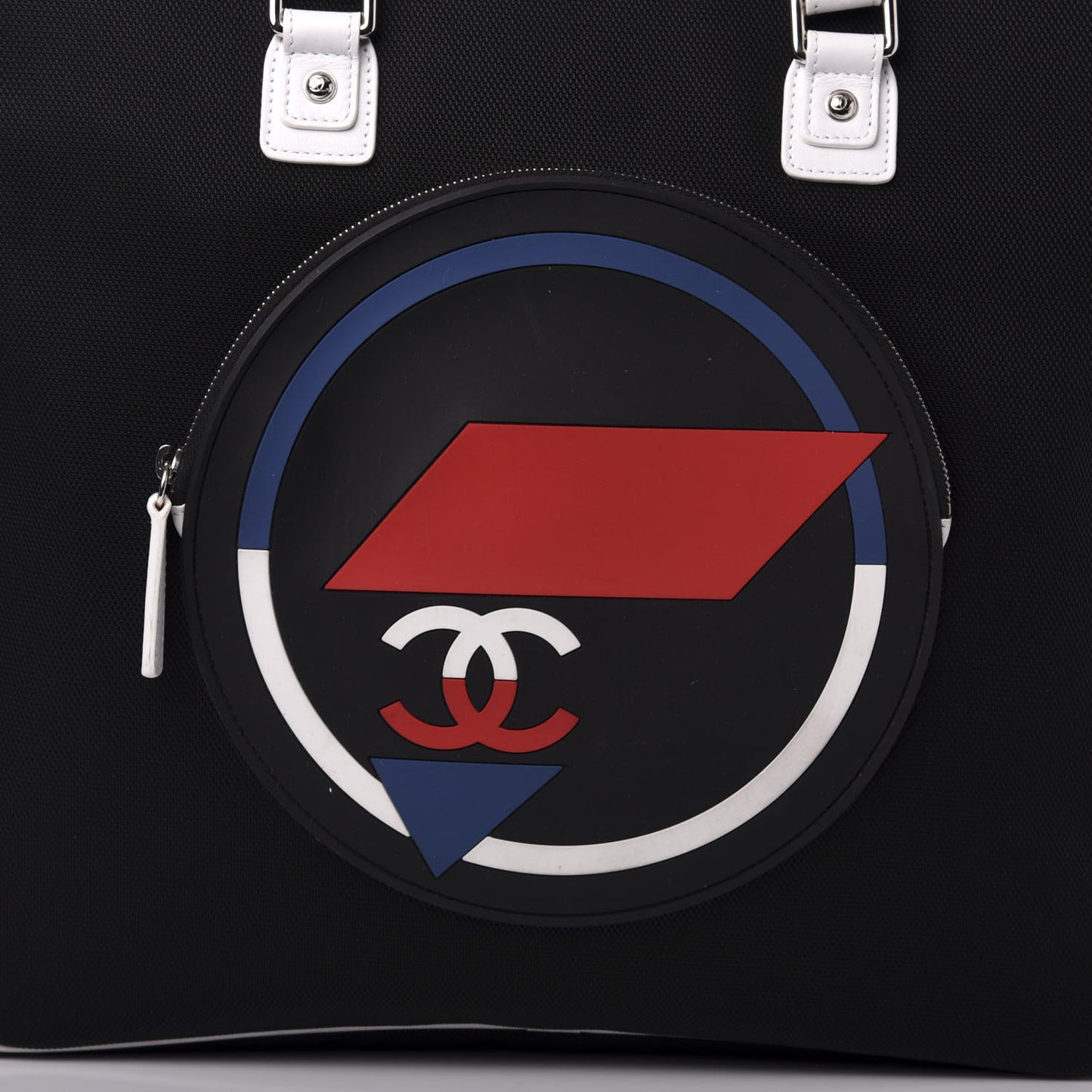 Canvas Rubber Airlines Large Zip Shopping Tote Black White Red