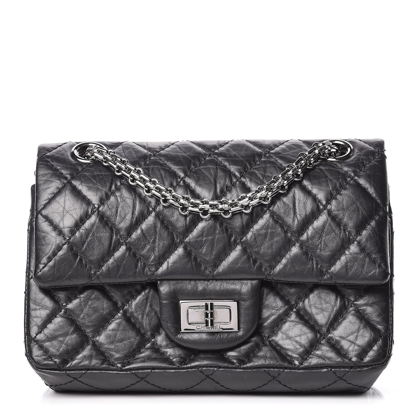 Aged Calfskin Quilted 2.55 Reissue 224 Flap Black