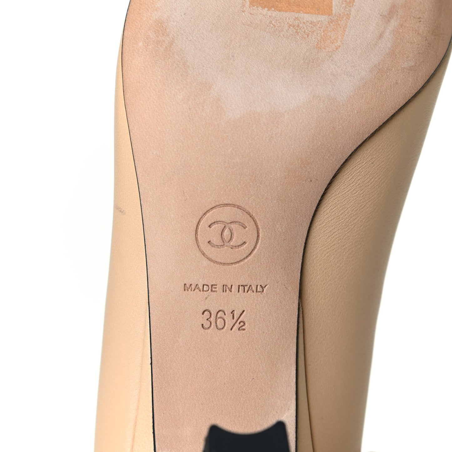 Lambskin Grosgrain Cap Toe CC Pumps 36.5 Beige Black