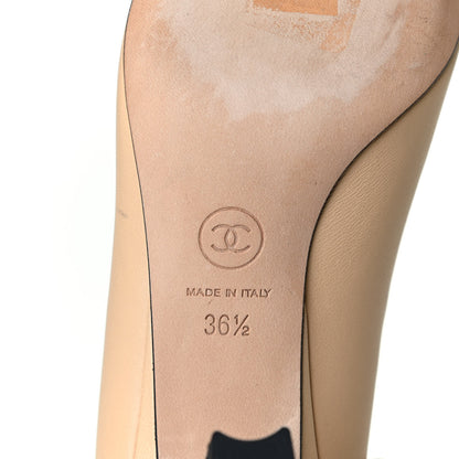 Chanel Lambskin Grosgrain Cap Toe CC Pumps 36.5 Beige Black 5 of 7