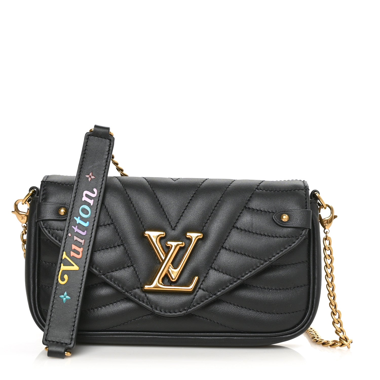Louis Vuitton Calfskin New Wave Chain Pochette Black 1 of 6
