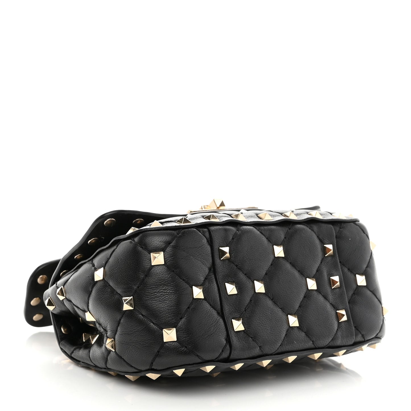 Nappa Micro Rockstud Spike Shoulder Bag Black