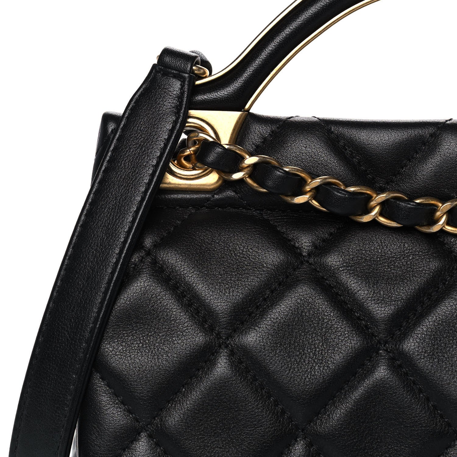 Chanel Calfskin Quilted Small Lady Handle Clutch With Chain Black 8 of 12