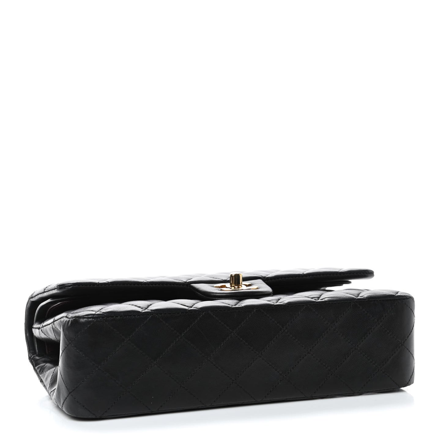 Lambskin Quilted Medium Double Flap Black